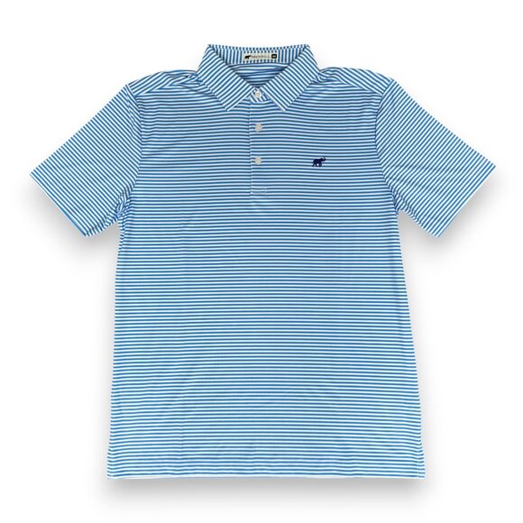 Merrill Apparel Men's Blue Striped Polo - Picture 1 of 3